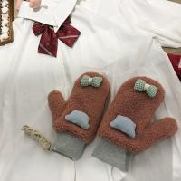 毛绒手套 云朵深粉 ins羊羔绒手套女秋冬季骑车保暖加绒可爱加厚防寒骑行挂脖手套男