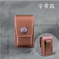 穿带款[真皮棕色]不含眼镜 眼镜盒老花镜套折叠眼镜包小腰包车钥匙包可挂皮带可穿