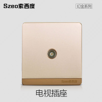 86型电视插座 86型香槟金墙壁开关插座面板 无边框 TV闭路 有线电视插座