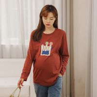 [常规款]时尚辣妈长袖款-绣红 M[建议80-110斤左右] 米度丽哺乳衣上衣外出时尚辣妈款夏季薄款短袖t恤喂奶衣夏装外