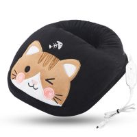 黑色猫咪 国标线长(1.4米) 扬子暖脚宝插电充电取暖器电暖鞋女加热捂脚垫电热保暖鞋冬天神器