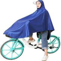 蓝色小号3X(150左右自行车款) 雨衣电动车自行车骑行雨披加大加厚带面罩遮挡脚单人成人雨具