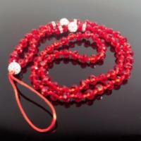 [红线-红色珠子]长款挂脖 手工编制手机链挂脖挂绳水晶链女款创意个性潮女时尚吊坠珠子项链