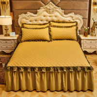 优美--黄 1.2X2.0床[夹棉床裙单件] 云祥淘夹棉蕾丝床裙加厚加棉床罩单件加厚床垫套床笠三件套单双人