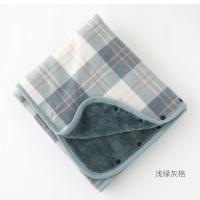 浅绿灰格 80cmx130cm 多功能空调毯法兰绒盖毯披肩毯办公室午睡小毛毯珊瑚绒懒人毯斗篷