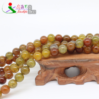 4mm/每条约92颗 DIY手工佛珠配件天然黄龙纹玛瑙珠子手链的散珠圆珠串珠编织材料