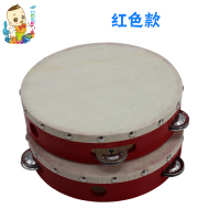 (6英寸15CM)羊皮红色款 奥尔夫打击乐器8寸单排铃鼓乐器儿童手鼓舞蹈羊皮铃鼓幼儿园拍鼓