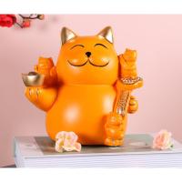 橙色储钱招财猫[如图] 招财猫可爱卡通收纳入门玄关鞋柜钥匙摆件糖盒家居客厅茶几装饰品