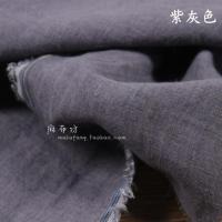 紫灰色半米价格 高端重度砂洗色织亚麻布料高麻感中厚度春夏裤子袍子服装日式面料