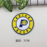 明黄色 步行者队 NBA篮球队标志LOGO湖人勇士快船猛龙衣服刺绣徽章辅料DIY补丁布贴