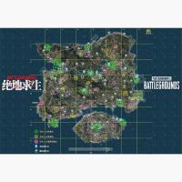 吃鸡H1 30*45厘米[海报] 吃鸡地图海报挂画壁画和平精英刺激战场沙漠雨林海岛图绝地求生