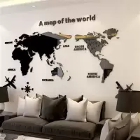 世界地图-黑色 小 创意个性北欧风世界地图墙贴3d立体亚克力卧室客厅沙发背景墙贴画