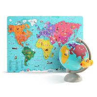 哥伦布地球仪世界地图 特宝儿 儿童地球仪地图拼图拼板木质早教益智玩具
