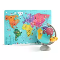 哥伦布地球仪世界地图 特宝儿 儿童地球仪地图拼图拼板木质早教益智玩具