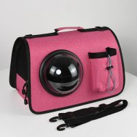 太空折叠水壶包红色 猫包外出便携折叠猫笼子猫咪太空舱背包装猫的透明包宠物斜跨出行