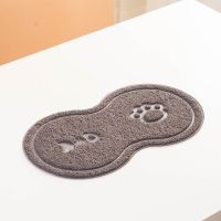 灰色垫子(45.5*25.5cm) 13cm(400ml)中小型猫犬 猫碗陶瓷保护颈椎狗食盆猫碗瓷宠物双碗猫盆狗碗防打翻