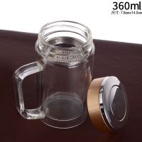 带把 360毫升普通款 测温双层玻璃杯带把杯子耐热泡茶杯男女士办公家用带手柄显温水杯