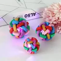 发光款 小号(6.0cm) 宠物用品发声狗玩具宠物玩具铃铛球泰迪贵宾金毛磨牙耐咬球七彩球