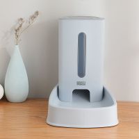 可视窗喂食器(蓝色) 猫碗猫食盆狗食盆双碗保护颈椎狗狗防打翻水碗猫咪自动饮水用品