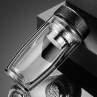 黑色 300毫升 大容量高硼硅双层鹅蛋杯加厚玻璃耐高温隔热男女商务泡茶便携水杯