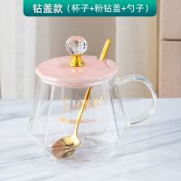 粉钻盖(网购包装) 55度恒温杯男女个性玻璃水杯保温马克杯子伴手礼情侣咖啡杯带盖勺
