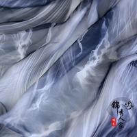 海洋灰色/米 30D印花雪纺布料 古风古装汉服裙子布料丝绸丝巾春夏衣裙服装面料