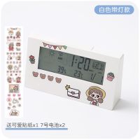 白色带灯款 关注店铺-收藏宝贝-极货-送贴纸 闹钟简约北欧风格智能闹铃摆件钟表小型桌面数字显示床头电子时钟