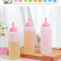 KT油壶三个装 可爱卡通油壶三件套装家用厨房尖嘴塑料滤油壶番茄酱沙拉调味瓶