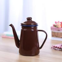 1.1L咖色咖啡壶 日式搪瓷咖啡壶咖啡壶冷水壶油壶水壶/可加热