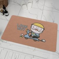 比鲁斯-电驴熊猫-粉柚橘 40*60CM 卡通硅藻泥卫生间吸水地垫厕所进门脚垫速干浴室防滑垫硅藻土垫子