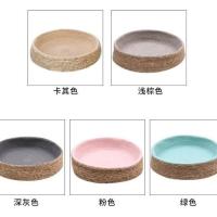 卡其色 小号 夏天透气猫窝猫床藤编透气耐抓磨爪小狗清凉网眼小型创意宠物垫子