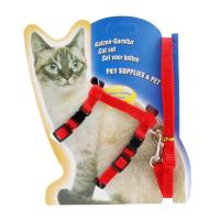 红色 彩色工字型猫绳猫咪出行链子遛猫拴猫牵引绳宠物背扣带