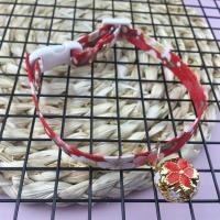 红色花纹(铃铛颜色随机) 可调节猫用款(15cm-25cm) 可调节宠物花朵镂空铃铛猫咪项圈日系和风泰迪比熊狗脖圈宠物用