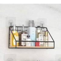 挂墙款黑色单层木板 厨房调味品置物架台面多层收纳油盐酱醋用品调味瓶斜放式调料架子