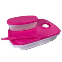 思丽康午餐伴侣三件套 特百惠饭盒思丽康午餐套装可微波加热便携密封便当盒保鲜盒