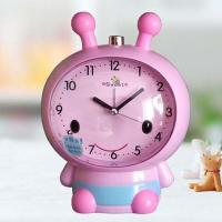 3596# 粉色 蜜蜂静音闹钟学生床头钟可爱卡通扫描带夜灯贪睡功能说话闹钟大声