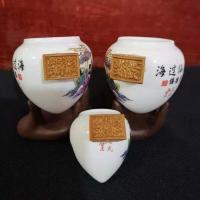 小号八仙过海雕刻竹把1.8 画眉鸟食罐鸟笼瓷杯,鸟笼喂食器,鸟笼水杯