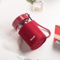 3105枣红(硅胶绳) Bianli倍乐便携式小容量玻璃水杯女士礼物可爱韩版花茶杯子200ML