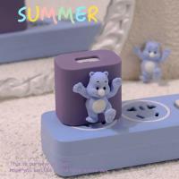 20W硅紫D 紫踢腿熊充电套 可爱少女风~原创小熊~苹果12数据线保护套 11手机充电器头防折断