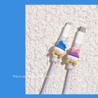 DIY(白简易 屁黛丝与屁男鸭) 2个装 充满童真趣味~卡通图案 苹果数据线保护套 手机12充电器头