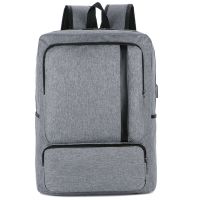 灰色 时尚休闲电脑包 都市通勤双肩包 14寸 大容量多功能背包 男女通用