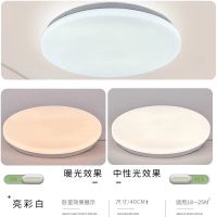 30cm18瓦全白款 现代中式5D喷绘LED圆形吸顶灯柔光护眼节能灯客厅卧室走廊防虫灯