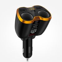 单机特惠价 先科汽车载充电器一分二点烟器一拖二快充多功能转接多用插头车充