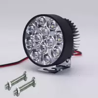 黑色12珠常亮款 无需配件 摩托车LED大灯电动车踏板三轮车改装灯远光近光爆闪款12-85V通用