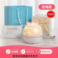 精美包装 +礼袋+6套灯片 [梦幻蝴蝶结充电款]送充电头 星空投影灯小夜灯浪漫旋转音乐台灯儿童少女节日氛围灯创意礼物