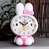 白色 小兔子可爱卡通会说话语音卧室床头学生创意个性静音夜光懒人闹钟