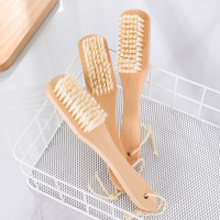 原木黄毛鞋刷*1个 软毛洗鞋刷超软磨尖刷毛 驱除尘刷 皮鞋刷原木柄鞋刷清洁洗护刷子