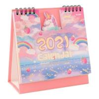 梦幻独角兽 2020台历式记事本空白大格子桌面办公可爱2021打卡日历计划本摆。