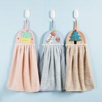 仙人掌奶瓶树组合擦手巾-K38 吸水手吸水抹布手帕擦加厚S挂绒珊瑚儿童厨房毛巾式擦手巾