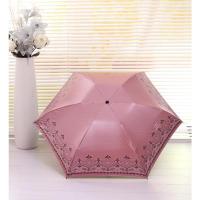 优雅粉 QITI超轻太阳伞抗UV防紫外线遮阳伞防风外翻伞骨不透光胶面晴雨伞